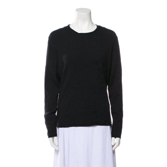 Hermes Authentic Solid Black Merino Wool Vintage Long Sleeve Sweater Xl - Picture 1 of 8